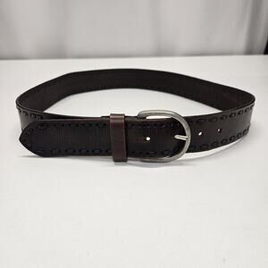 Y2K Aeropostale Brown Genuine Leather Belt Small Silver Tone Buckle Western Boho